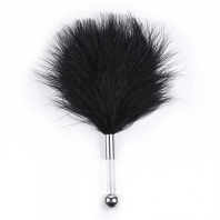 Feather tag, black color, plastic small wand with a ball