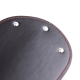 BDSM slap, black smooth faux leather and studs, red stitching