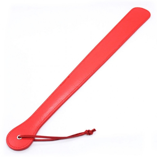 BDSM long slap, red smooth faux leather