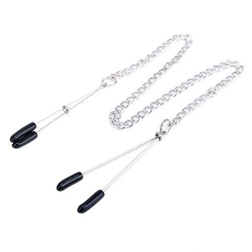 Nipple clamps connected by a chain, surgical steel