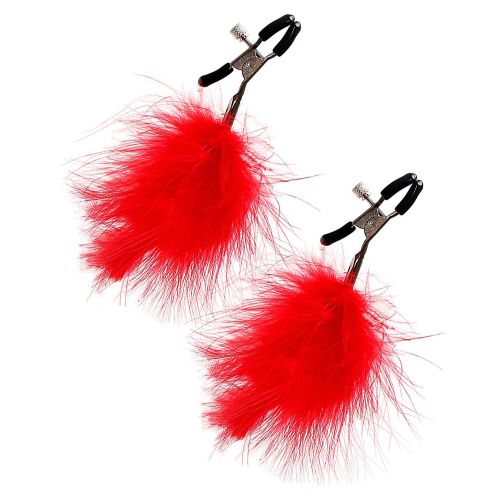 Steel nipple clamps, red feathers