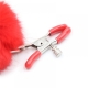 Steel nipple clamps, red fluffy balls