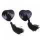Nipple stickers with tassel, black sequined hearts