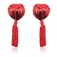 Nipple stickers with tassel, red sequined hearts