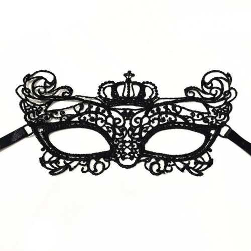 Lace black mask with ribbon - Queen