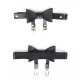 Leather garter on the leg, black leather and bow