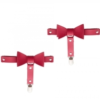 Leather leg garter, red leather and bow