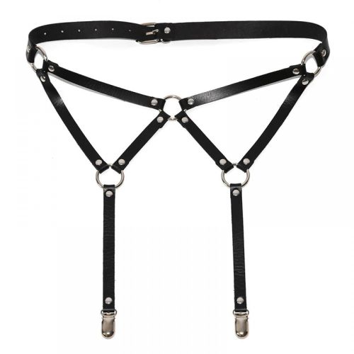 Black leather garter belt, clips