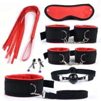 Erotic set of toys, black and red color - 8 pcs
