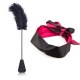 Erotic set, tickler and mask, red and black colour