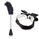 Erotic set, tickler and mask, white and black colour