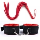 Erotic set, whip and handcuffs, red and black color