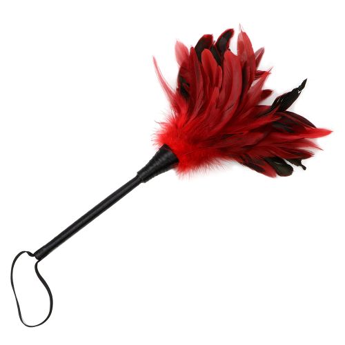 Feather tickle, black-red color and satin wand