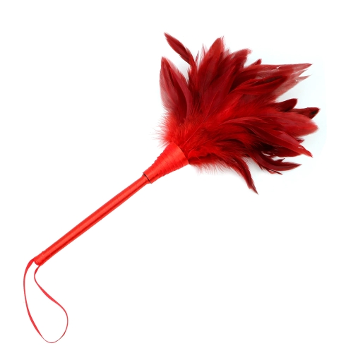 Feather tickle, black and red color and satin wand