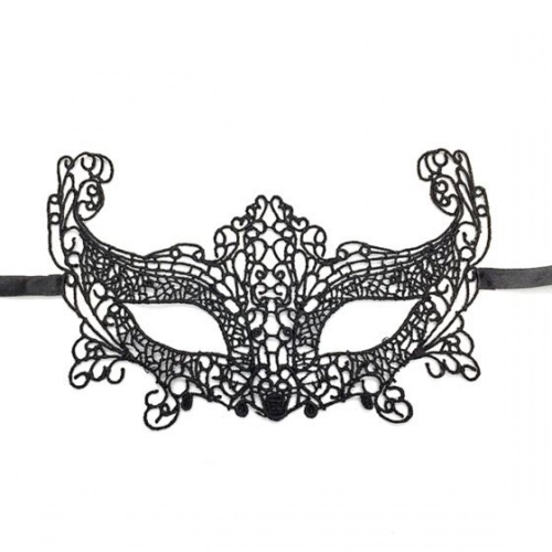 Lace black mask with ribbon - Athena