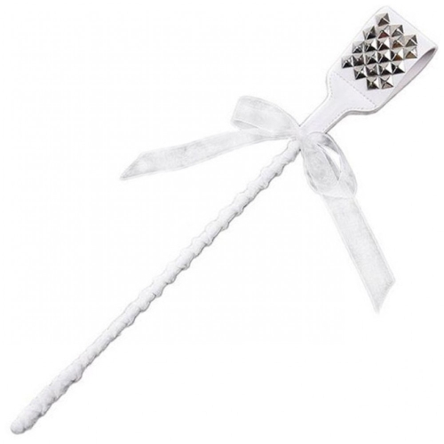 White leather whip, silver studs