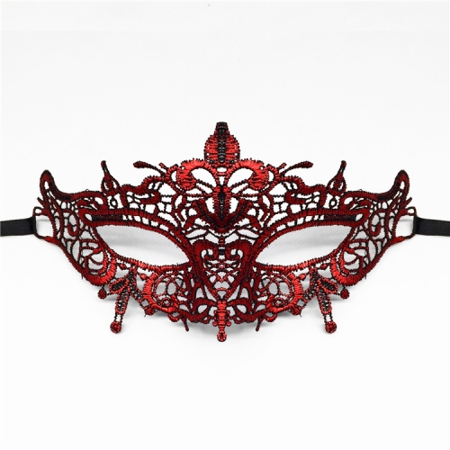 Lace red mask with ribbon - Laura