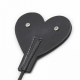 Black leather whip with heart, zircon handle