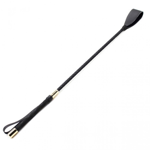 Leather whip, knitted handle, gold and black color - 60 cm