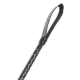 Leather whip, knitted handle, black color, ribbon