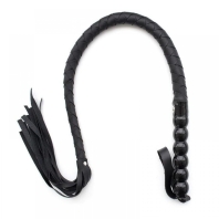 Black solid leather whip, straps and solid handle