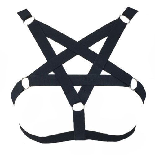 Black elastic open bra - Pentagram