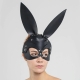 Black leather rabbit mask, studs and belt