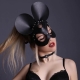 Black leather mouse mask, studs and belt - Mickey Mouse
