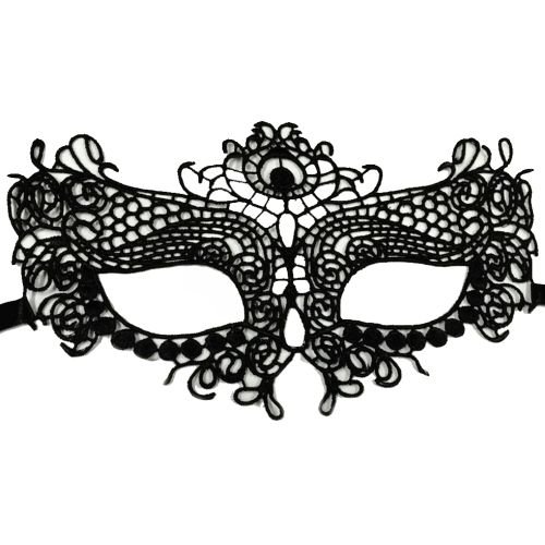 Lace black mask with ribbon - Nataly