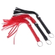 BDSM leather red whip, cut strips and ring