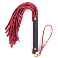 BDSM leather black-red whip, brushed leather belts