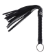 BDSM leather black whip, cut strips and ring