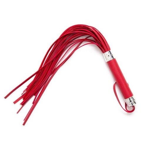 BDSM solid leather red whip, cut strips and hearts