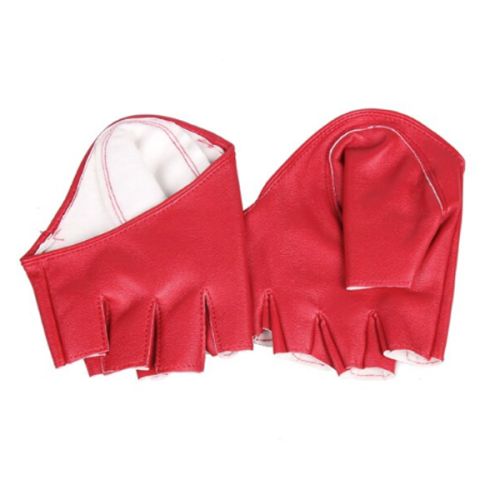 Red fingerless leather gloves