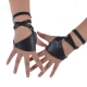 Black leather women's half gloves without fingers, belt