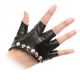Black leather gloves without fingers, studs
