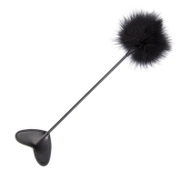 Black tickler with a leather heart, a slapper and a wand