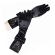 Women's black lace and satin gloves, in front of the elbow, bow