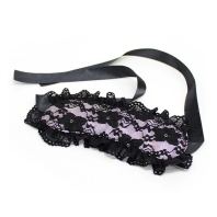 Bound lace erotic mask, black and pink color