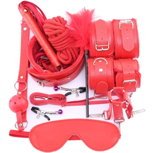 Erotic set of toys, red color - 10 pcs