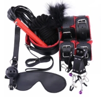 Erotic set of toys, black and red color - 10 pcs