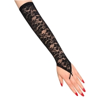Women's black lace finger gloves, long elbow