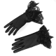Women's black, fine lace gloves, bow