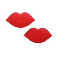 Nipple stickers, red satin lips
