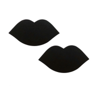 Nipple stickers, black satin lips