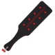 BDSM leather rectangular beater, black-red color, bells