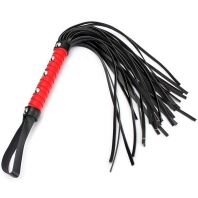 BDSM leather red-black whip, straps