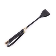Leather whip, knitted handle, gold and black color - 30 cm