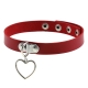 Red erotic leather choker, silver heart contour
